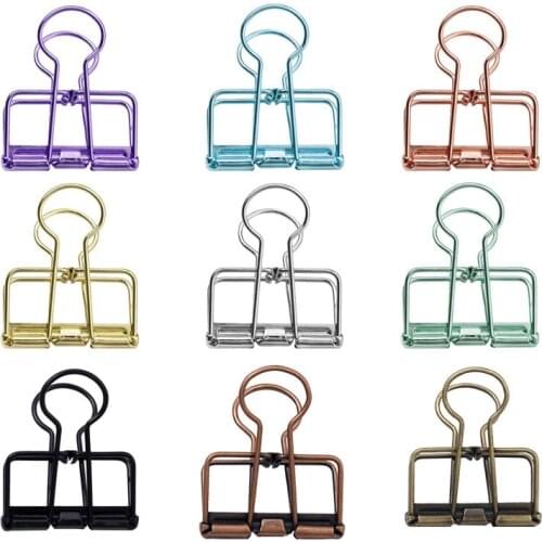 10PCS Hollow Out Metal Binder Clips Office Supplies Hollow Out Ticket File Clips Letter Paper Garment Clips