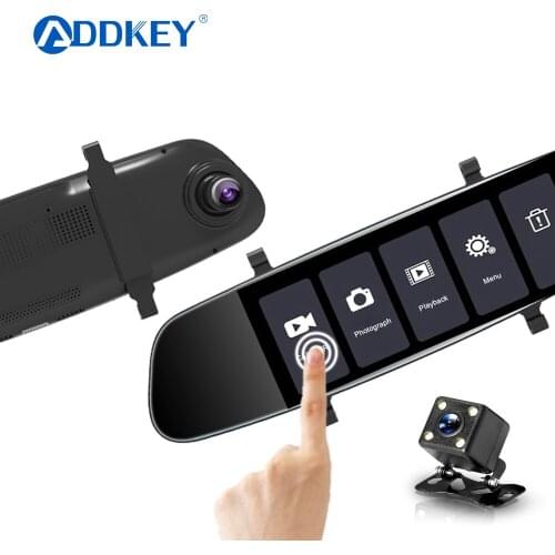 ADDKEY 7 inch touch screen Car DVR Camera 1080P Dual Lens Car Cameras earview mirror Loop record Car Recorder Registrar Dash cam