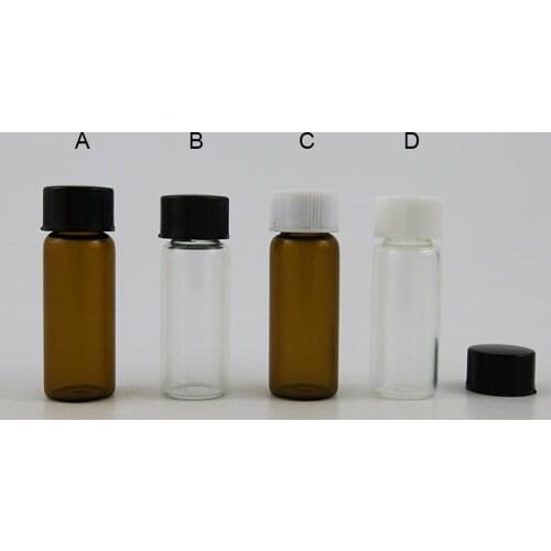 100 x 5ml Travel Amber Small Glass Sample Vials with Black Cap 5cc Transparent Clear Essential Oil Samples Makeup Accessories