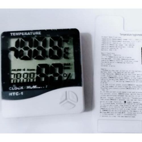 New LCD Digital Temperature & Humidity Meter Tester Domestic Hygrometer HTC-1 with Alarm Clock 12pcs