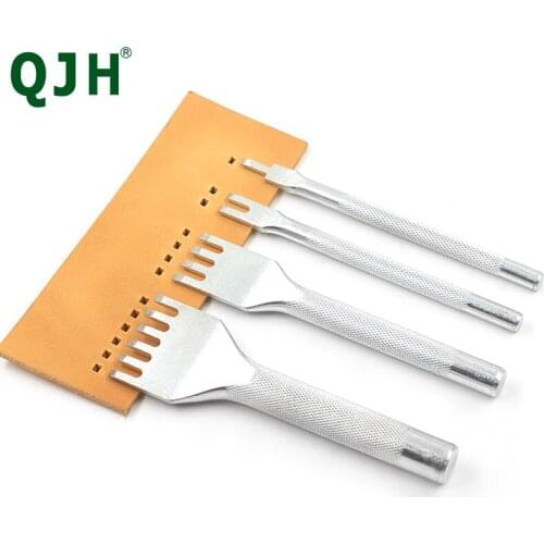 3mm 1/2/4/6 Prong Steel DIY Square Lacing Stitching Chisel Leather Craft Tooth Hole Punching Tool Handmade Leather Craft Cutter