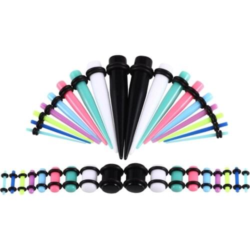 36pcs/lot Acrylic Ear Gauge Kits Assorted Colors Spiral Ear Gauges Taper and Plug Stretching Flesh Tunnel Expansion Piercing