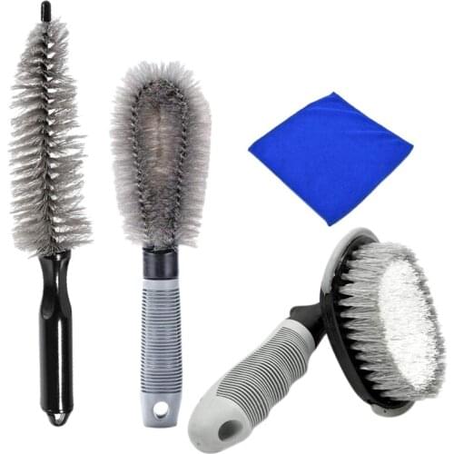 4 Pack Car Motorcycle Bicycle Tire Brush Washing Tool Car Wheel Cleaning Brush Set
