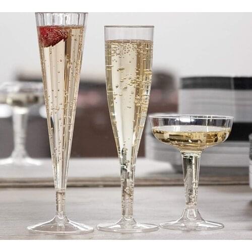 6PCS Plastic Martini Glasses 4.2 oz. Clear Hard Disposable Party Wedding Cups Fancy Martini Champagne Toasting Glasses Cutlery
