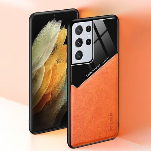 Phone Case for Samsung Galaxy S21 Ultra Plus A02S Luxury Leather Car Magnetic Holder Silicone Shockproof Coque S21ultra Case