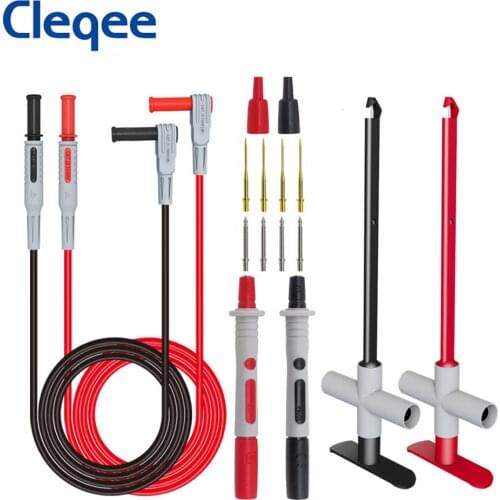 Cleqee P1200B 16PCS Automotive Puncture Probe Multimeter Test Cable Kit with 4mm Banana Plug Wire Test Probe Replaceable Needle