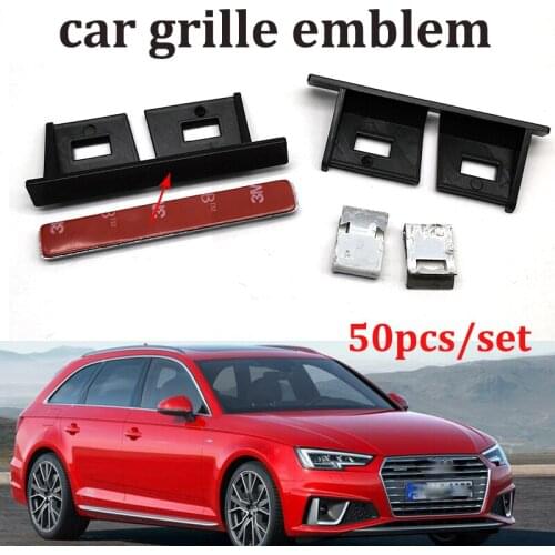 50pcs 3D Metal ABS Racing Rally Front Hood Grille Badge Emblem for A1 A2 A3 A4 A5 A6 A7 A8 Q1 Q3 Q5 Q7 TT R8 Car Accessories