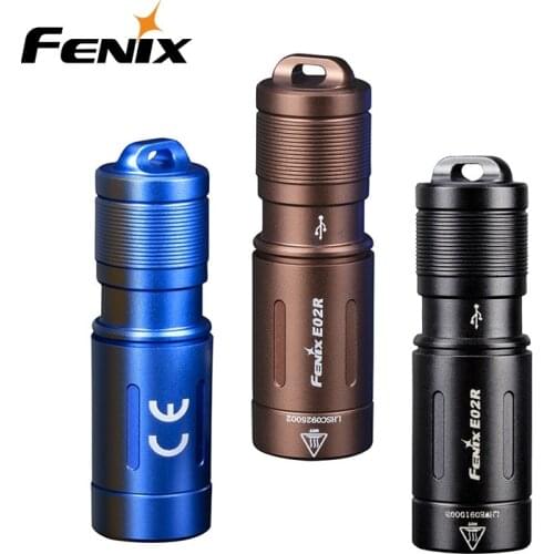 Fenix E02R USB rechargeable keychain flashlight built-in rechargeable Li-polymer battery