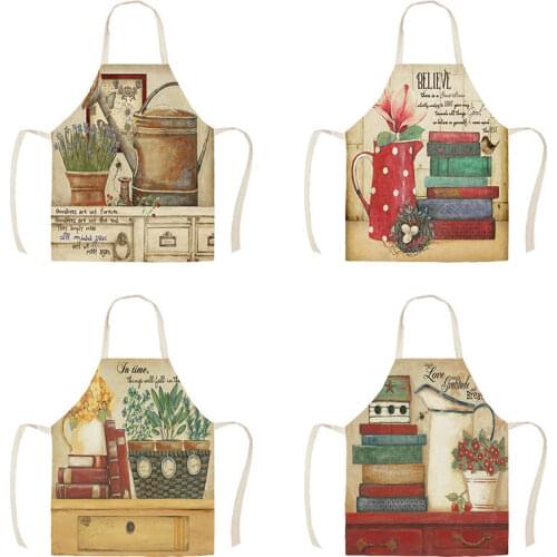 Cotton linen Letters Warm Words Reading Books Tea Aprons for Kitchen 53*65cm Home Cooking Baking Cleaning Accessories WQT32