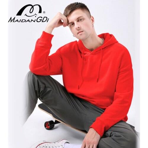 Maidangdi Customized Logo Oversized Hoodie Loose Cotton Solid Color Sweatshirt Comfortable Leisure Furniture Outdoor Pullover