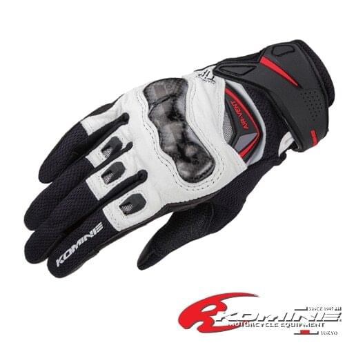 Komine GK-224 Carbon Protect Leather Mesh Gloves GK 224 Glove Motocross MTB Bike Off Road Gloves