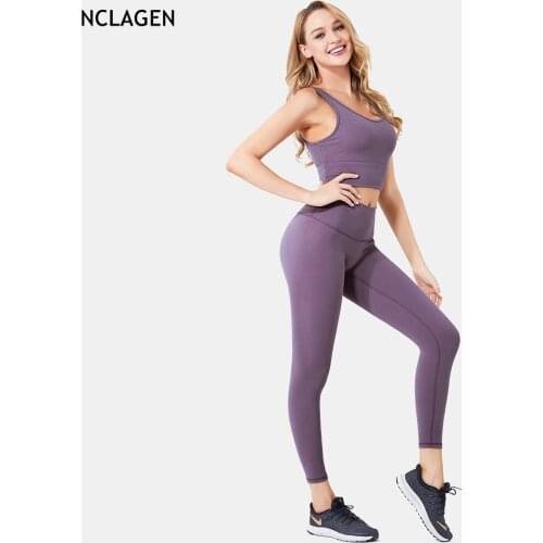 NCLAGEN Yoga Set 2 Piece Women Sport Leggings & Top Gym Clothes Bra High Quality Fitness Suit Push-up Elastic Workout Sportwear