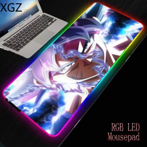 XGZ Anime Mouse Pad Goku Pattern RGB Computer Notebook Office Seam Side Desk Mat Irregular LED Luminous Mouse Pad