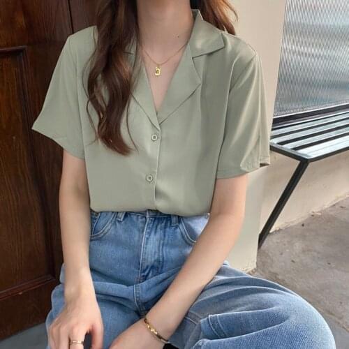 Limiguyue Summer Short Sleeve Tees Tops Solid Minimalist Elegant Blouses Women Loose Gentle OL Basic Shirt Blouses Outwear K1852