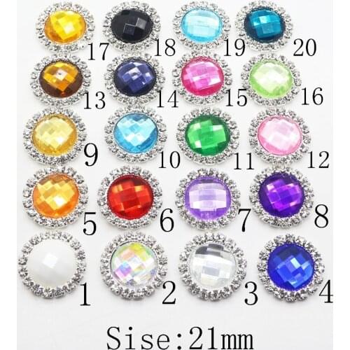 LKERAN 10pc/Set 21mm Round Acrylic Rhinestone Buttons Invitation gail hair bowknot Flower Accessory Free shipping