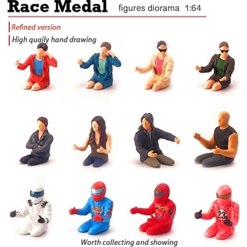Diorama 1:64 Scale Resin Figure Racing Driver Doll Railway Scene DIY Building Kits Decor Children Toy S Gauge