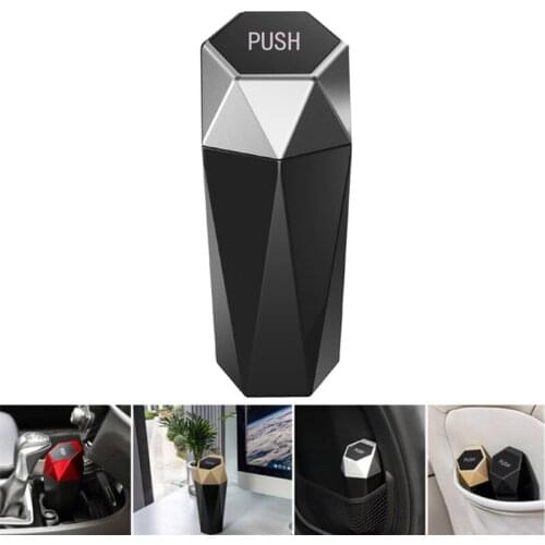 Diamond Design Mini Garbage Bin for Automotive Stop Smell Car Accessories Trash Bin for Car Office Home Desk Multicolor