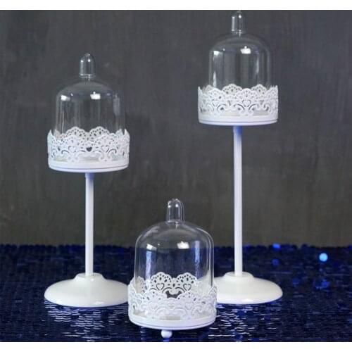 Mini Cupcake stand cake display tool with PC dome cap bakeware tools for cake home party decoration white candle holder