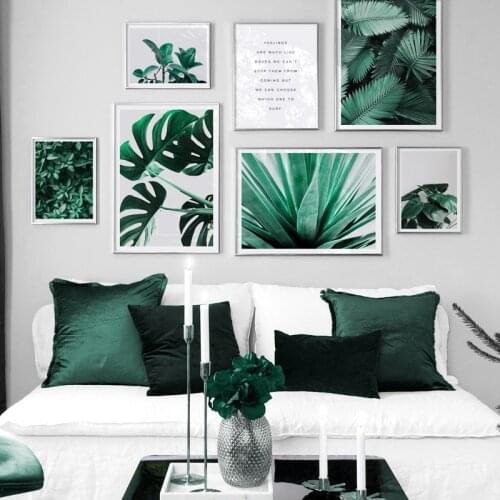 Monstera Aloe Leaf Natural Plant Wall Art Quotes Canvas Painting Nordic Posters and Prints Living Room Decoration Wall Pictures