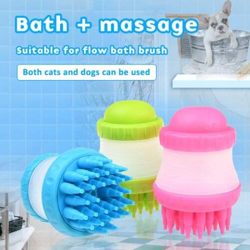 New 1pc Pet Bath Brush Cat Teddy Bath Brush Shampoo Bath Liquid Storage Supplies Dog Cleaning Beauty Massage Brush Dog Supplies
