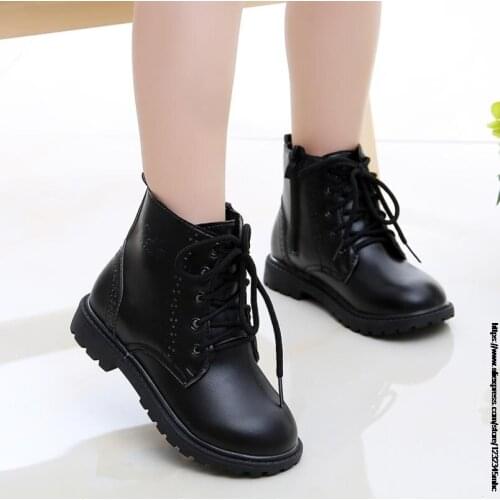 NEW 2021 Fshion Children Martin Boots Ankle Lace-up British style Motorcycle Boots Boys Girls Kids Shoes