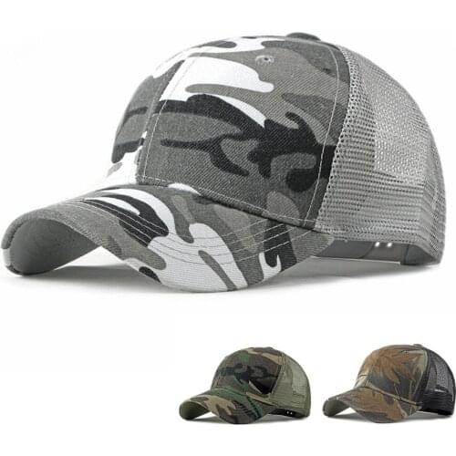 New Men Women Spring Summer Mesh Sun Hat Caps Adjustable Baseball Cap Breathable Mesh Trucker Cap Camo Camouflage Baseball Hat