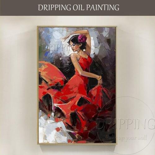 New Arrivals Artist Handmade High Quality Dancing Dancer Oil Painting on Canvas Dancing Flamenco Oil Painting for Living Room
