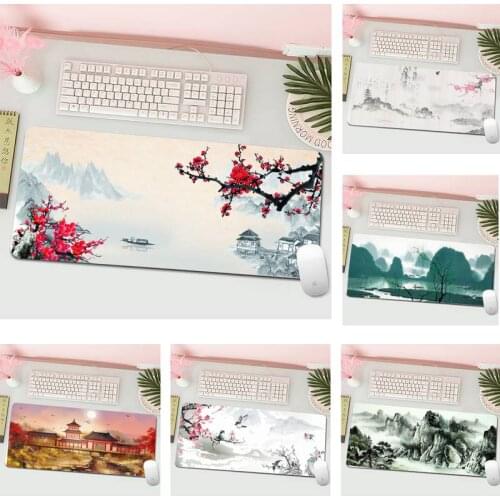 New Chinese Style Ink Gamer Speed Mice Rubber Mousepad L Large Gamer Keyboard PC Desk Mat Computer Tablet Gaming Mouse Pad