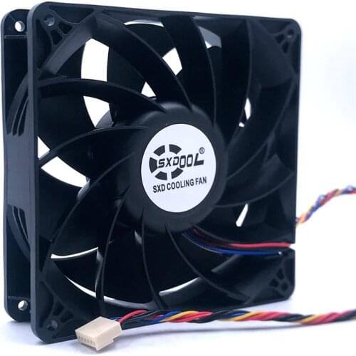 Powerful new 6Pin fan 140mm 14038 DC 12V 4A 5600RPM 280CFM For E9+ E10 bitcoin miner cooling fan replace PFM1412DE