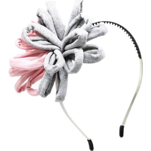 2021 NEW jersey cotton stripe color combination large flower alligator hairband hair accessories girls headband