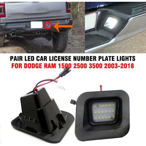 Pcmos Car Decorative Lamp LED Car License Number Plate Lights Fit For Dodge RAM 1500 2500 3500 2003-2018 Chromium Styling New