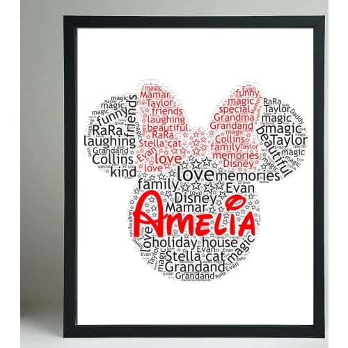 Personalised MINNIE MOUSE Theme With Your Own Words And Name Art Print Poster Picture Wall Hanging Friend Family Birthday Gift