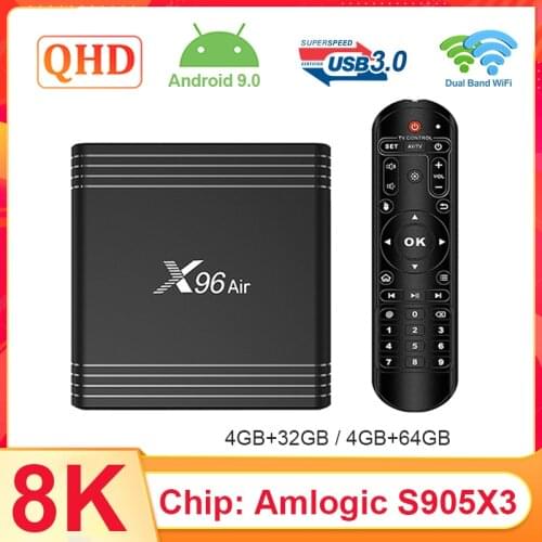 X96 Air IPTV BOX Android 9.0 Smart TV Box Amlogic S905X3 2.4G 5G Wifi BT 4.1 H.265 8K Media Player x96 iptv QHDTV Android TV Box