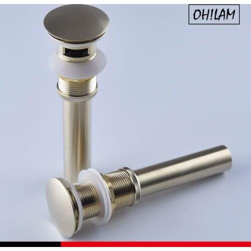 Luxury Basin Pop Up Drain With & Without Overflow Brass P-TRAP Pipe Waste Bathroom Vanity Sink Waste Drainer Gold Siphon Drains