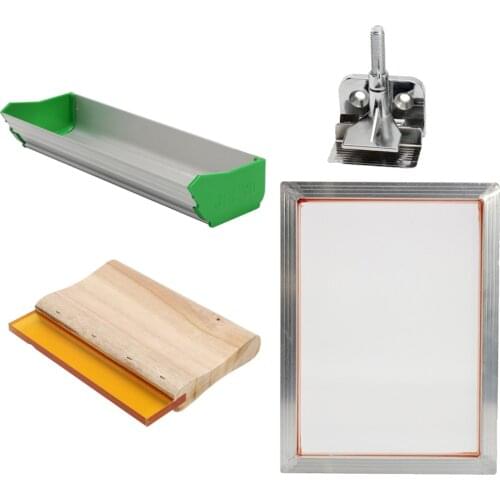 Silk Screen Printing Kit for T-Shirt DIY Screen Press Printer, Frame/Emulsion Scoop Coater/Squeegee/Clam