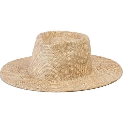 Womens Summer Hat Unisex Jazz Topper Hat for Men Sun Protection Cap Female Concave Top Wide Brim Sun Hats Straw Hat Beach Hat