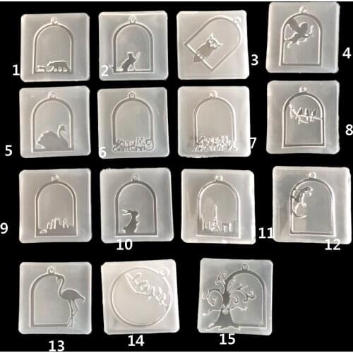 Silicone Mold for jewelry frame Skeleton acrylic city owl tree cat building silhouette mirror Epoxy mold border pendant pendant