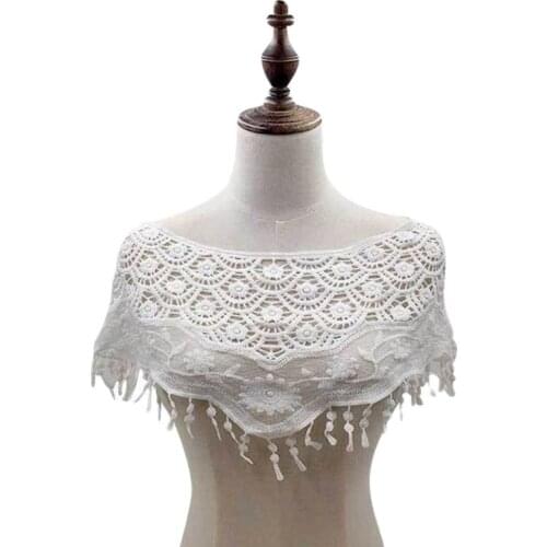 Modern Flower Lace Collar 3D cotton Fabric Trim ribbon DIY Embroidery dubai Applique Sewing guipure wedding Neckline decor