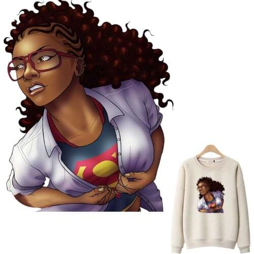 Patches On Clothing Super Girl A-Level Iron-On Transfers For Clothes Patches Thermo Adhesive Personality Woman Clothes Stickers