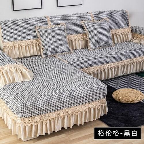 High-end Cotton Linen Black\White Glenger Sofa Cover Bird Pattern Stitching Cushion Backrest Pillow Case Sofa Combination Kit
