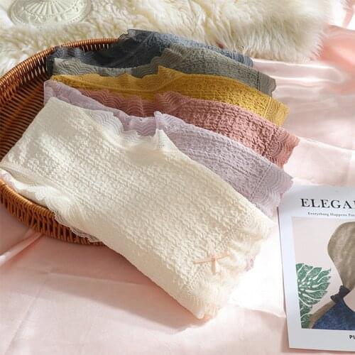 Plus Size Seamless Panties for Women Sexy Lace Thread Bow Ruffle Breathable Cute Panties High Fit Womens Underwear High Waist