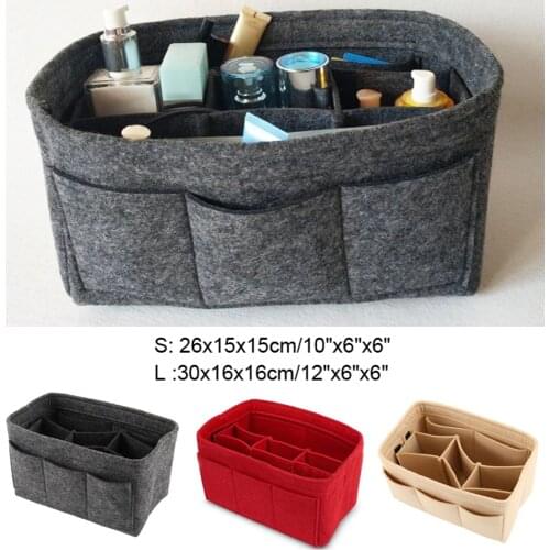 Women Organizer Handbag Felt Fabric Travel Bag Insert Liner Makeup Multi-function Travel Storage Bag Organiser Pouch Storage Bag