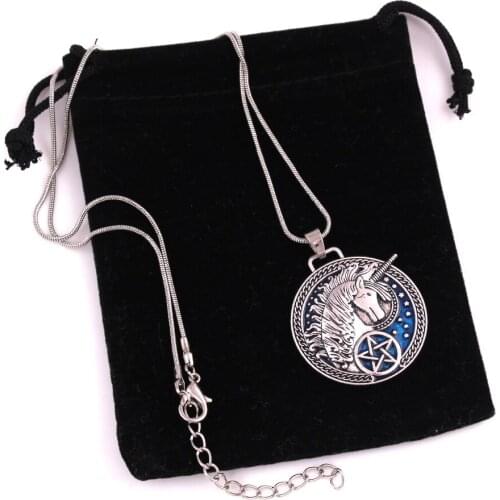 Snake Chain Myth Animal Unicorn With Magic Pentagram Blue Enamel Fashion Medieval Style Zinc Alloy Material Provide Dropshipping