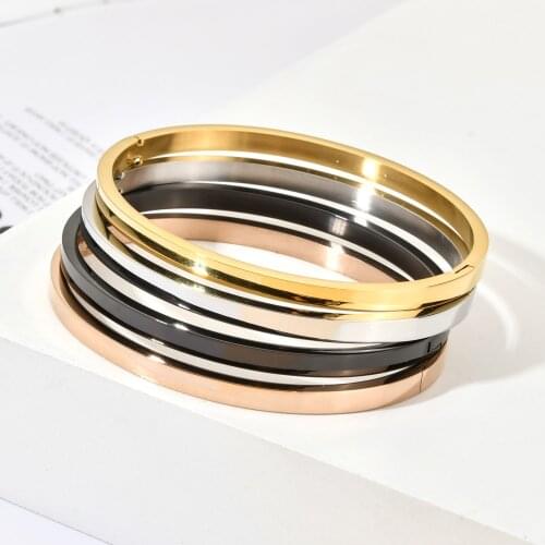 ZMZY 4mm Luxury Fashion Classic Womens Bangles For Women Gold Rose Gold Silver Color Bracelet Cuff Simple Trendy Jewelry