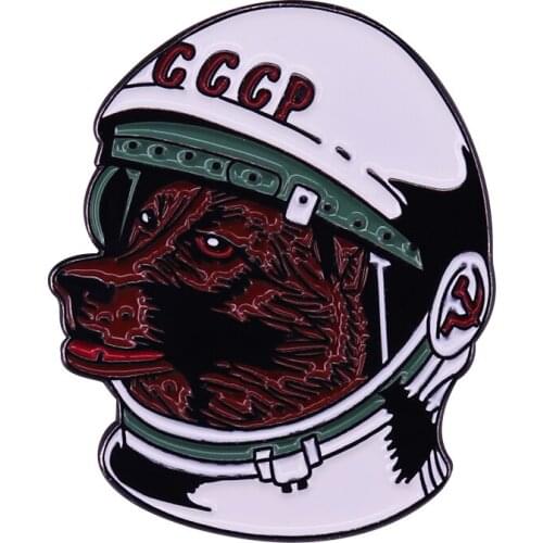 Astronaut Laika Dog CCCP Pin Soviet Union The First Space Traveler Badge Funny Cool Gift