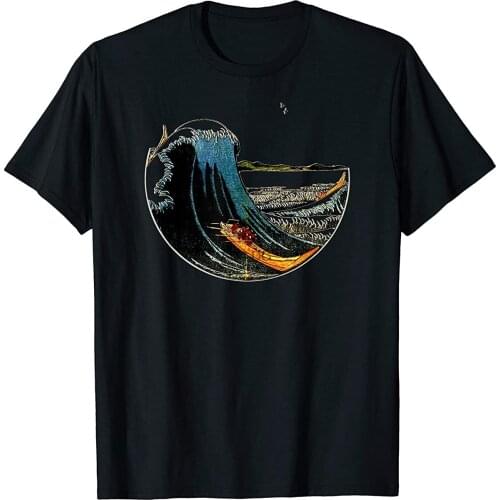 Famous Vintage Japanese Art Great Wave Remix Hokusai Stylish T-Shirt