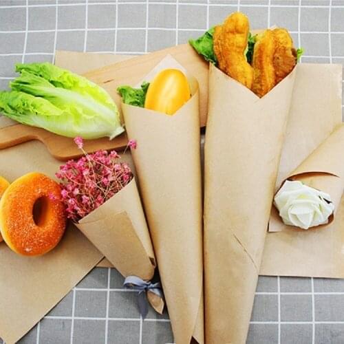 200 Pc/set Disposable Baking Paper Food Oil-Proof Kraft Grade Bread sandwich Hamburger Fries Biscuit Wrapping Packaging Tools