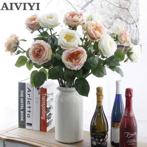 2018 decorative Artificial rose branch silk+plastic flores Simulation rose flowers for home hotel wedding decoration rose