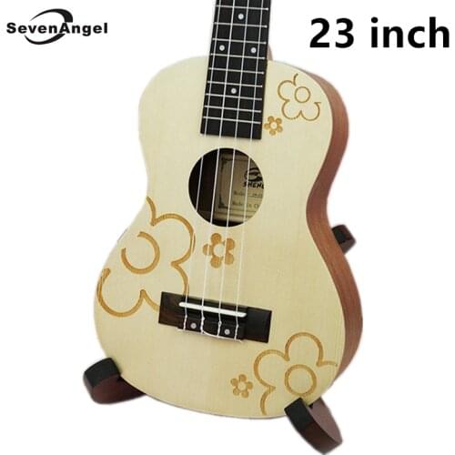 23" Ukulele Concert Acoustic Mini Hawaiian guitar 17 Fret 4 strings Electric Ukulele Plum blossom pattern with Pickup EQ