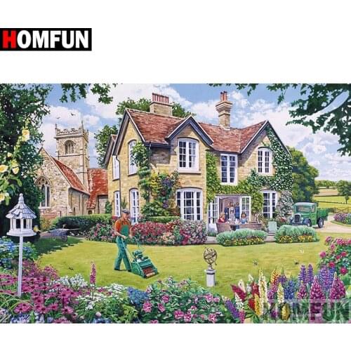 HOMFUN Full Square/Round Drill 5D DIY Diamond Painting "House landscape" Embroidery Cross Stitch 5D Home A08294
